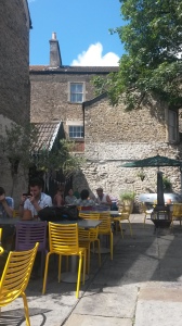 The beer garden at the Archangel, Frome, Somerset